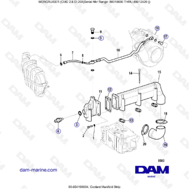MERCRUISER CMD 2.8 ES 200 - Coolant manifold strip