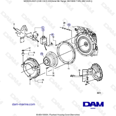 MERCRUISER CMD 2.8 ES 200 - Flywheel housing cover (sterndrive)