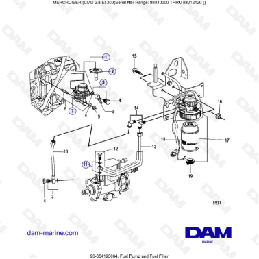 MERCRUISER CMD 2.8 ES 200 - Fuel pump & fuel filter