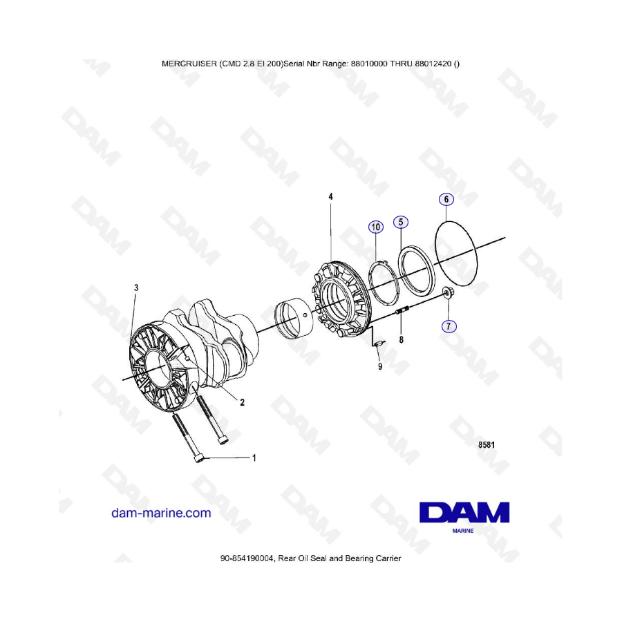 MERCRUISER CMD 2.8 ES 200 - Rear oil seal & bearing carrier