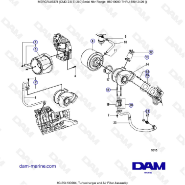 MERCRUISER CMD 2.8 ES 200 - Turbocharger & Air filter assembly