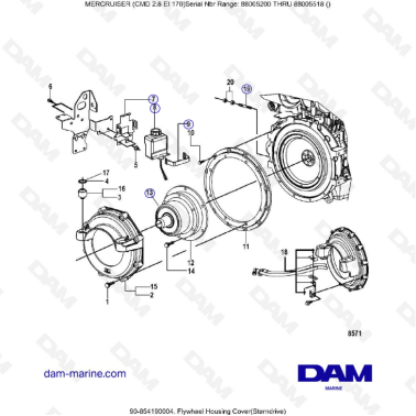MERCRUISER CMD 2.8 ES 170 - Flywheel housing cover (sterndrive)
