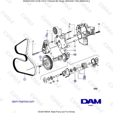 MERCURISER CMD 2.8 ES 170 - Water pump & front dress
