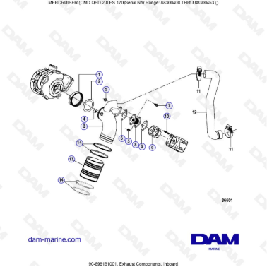 MERCURISER CMD QSD 2.8 ES 170 - Exhaust components, inboard