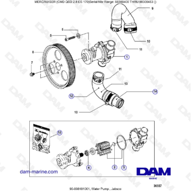 MERCURISER CMD QSD 2.8 ES 170 - Water pump, jabsco