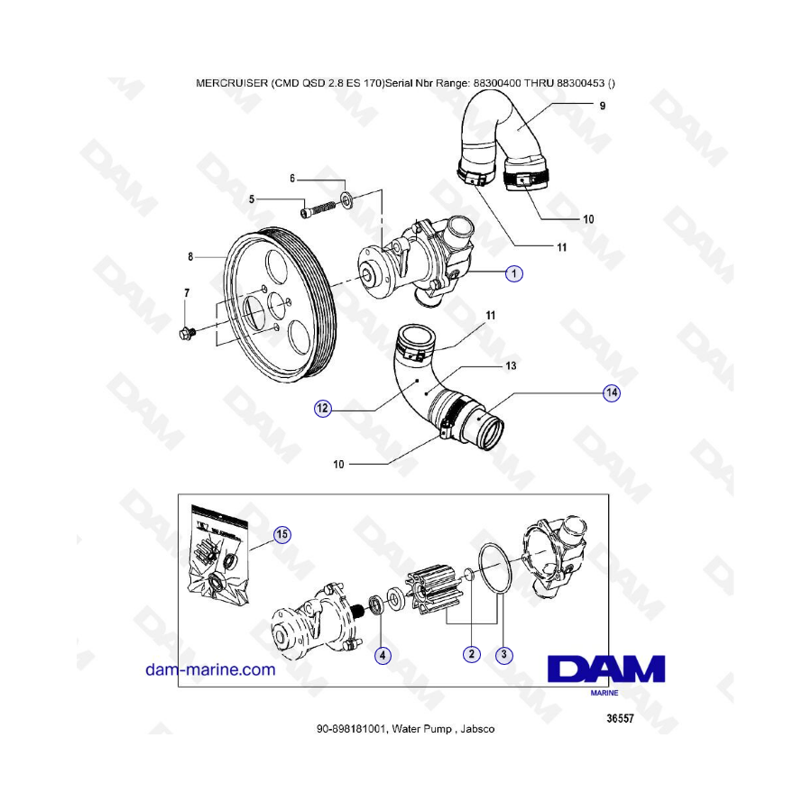 MERCURISER CMD QSD 2.8 ES 170 - Water pump, jabsco 