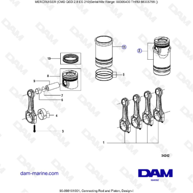 MERCURISER CMD QSD 2.8 ES 210 - Connecting rod & piston (1)