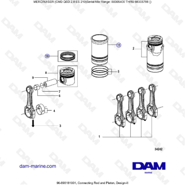 MERCURISER CMD QSD 2.8 ES 210 - Connecting rod & piston (2)
