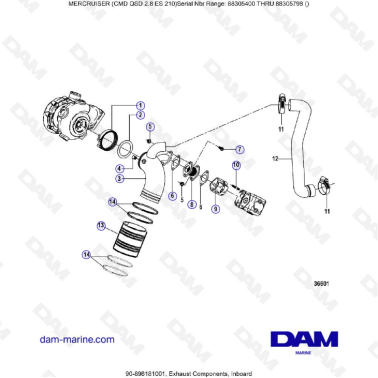 MERCURISER CMD QSD 2.8 ES 210 - Exhaust components, inboard