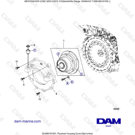 MERCRUISER CMD QSD 2.8 ES 210 - Flywheel housing cover (sterndrive)