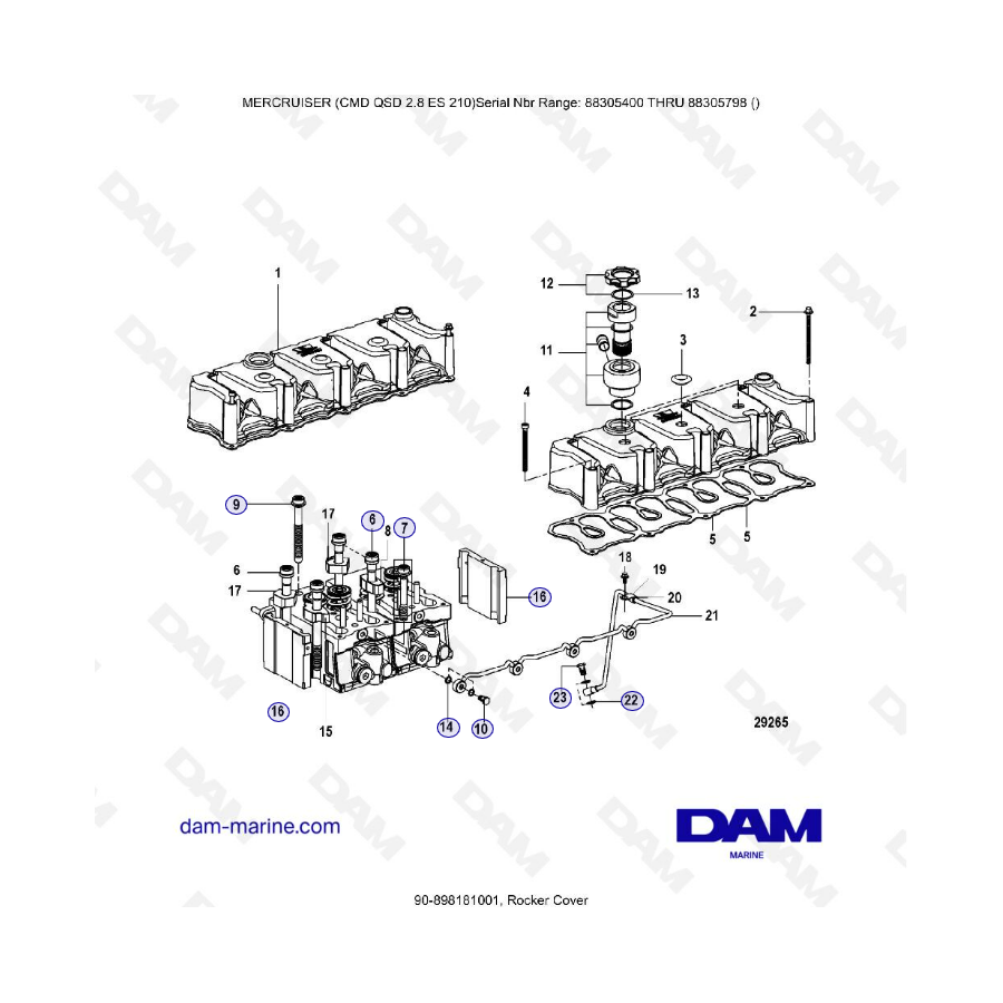 MERCRUISER CMD QSD 2.8 ES 210 - Tapa de balancines
