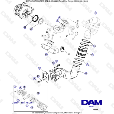 MERCRUISER CMD QSD 2.8 ES 220 - Exhaust components, sterndrive (1)