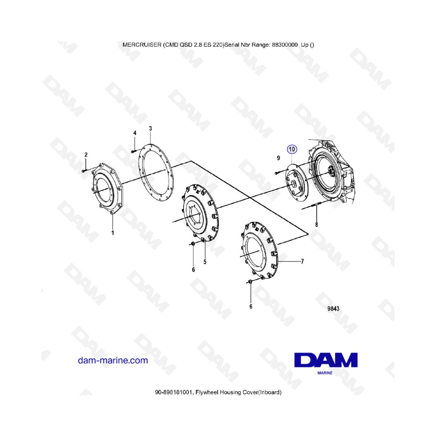 MERCRUISER CMD QSD 2.8 ES 220 - Flywheel housing cover (inboard)