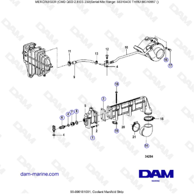 MERCRUISER CMD QSD 2.8 ES 230 - Coolant manifold strip