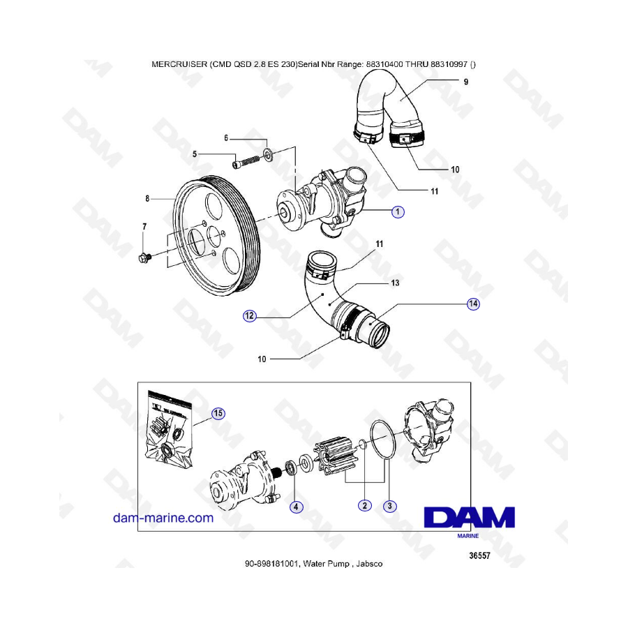 MERCRUISER CMD QSD 2.8 ES 230 - Bomba de agua, Jabsco