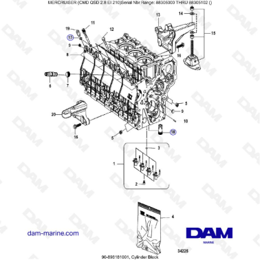 MERCRUISER CMD QSD 2.8 EI 210 - Cylinder block