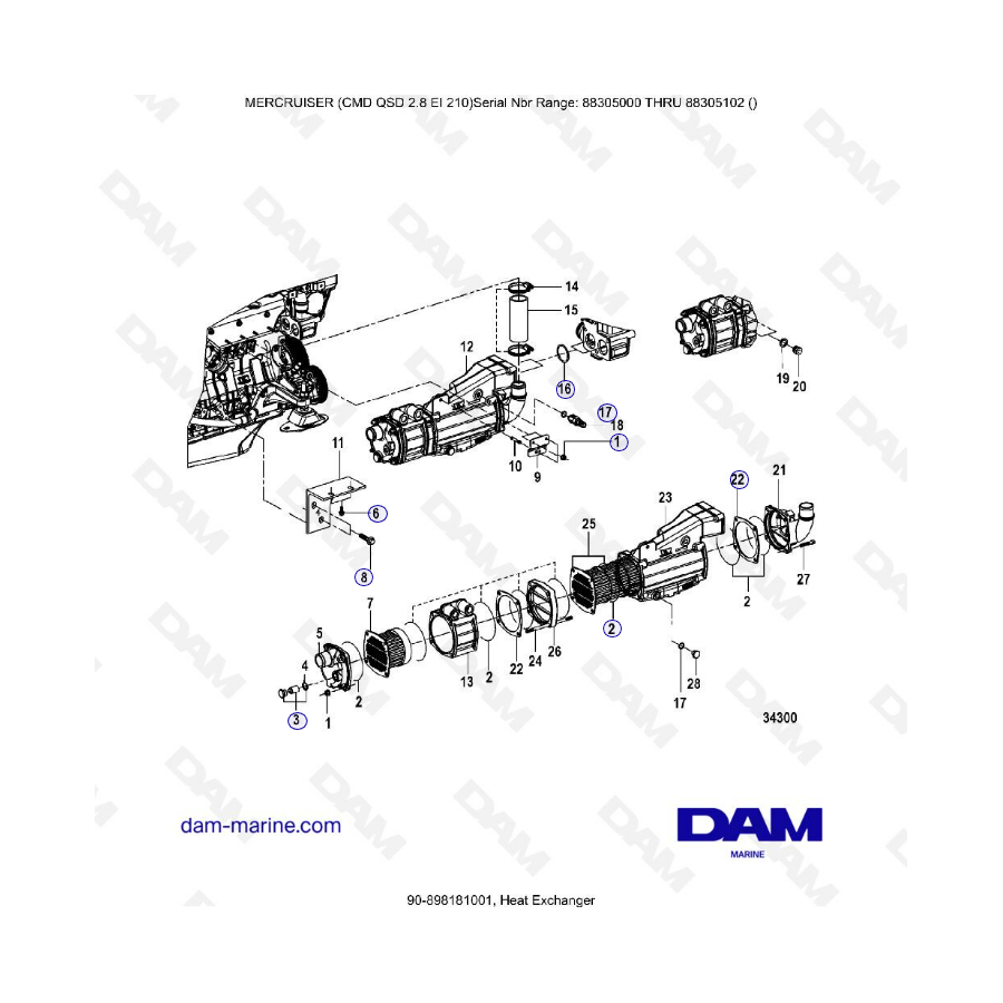 MERCRUISER CMD QSD 2.8 EI 210 - Heat exchanger