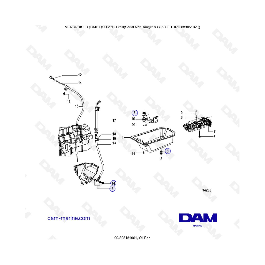 MERCRUISER CMD QSD 2.8 EI 210 - Oil Pan