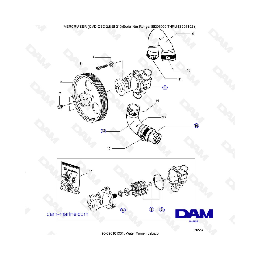 MERCRUISER CMD QSD 2.8 ES 230 - Water pump Jabsco