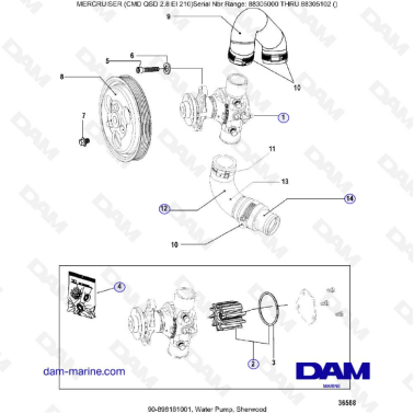 MERCRUISER CMD QSD 2.8 EI 210 - Water pump sherwood