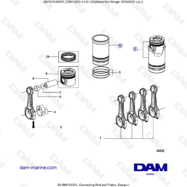 MERCRUISER CMD QSD 2.8 EI 220 - Connecting rod & piston (1)