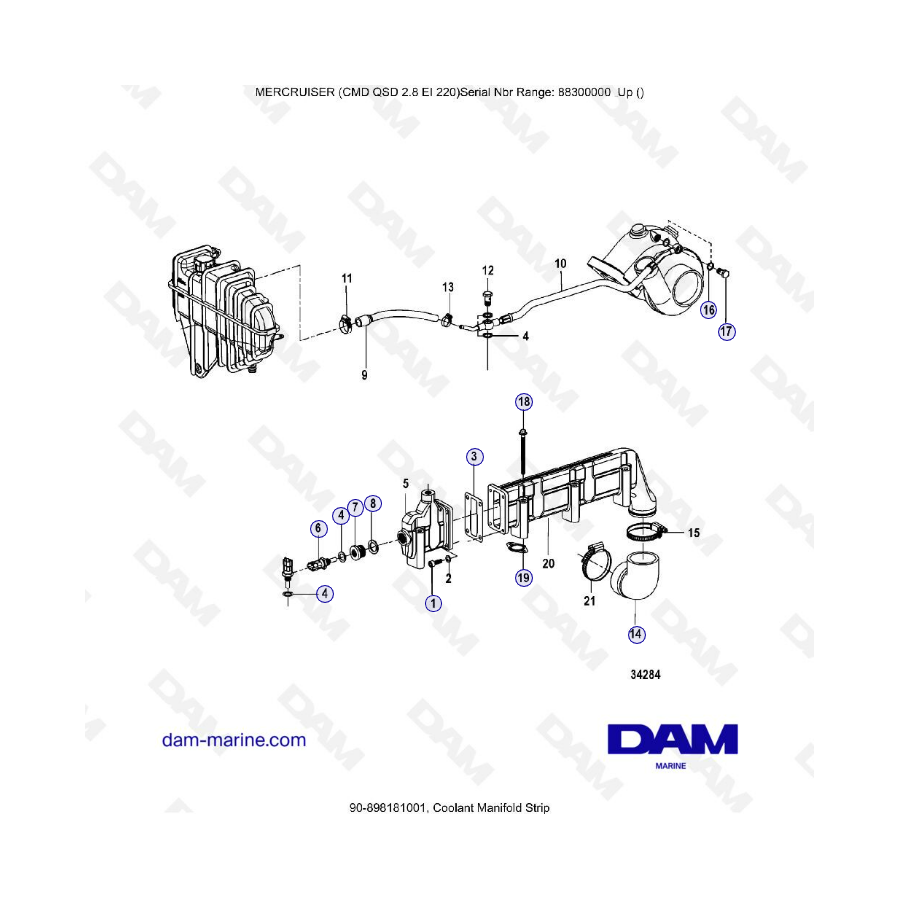 MERCRUISER CMD QSD 2.8 EI 220 - Coolant manifold strip