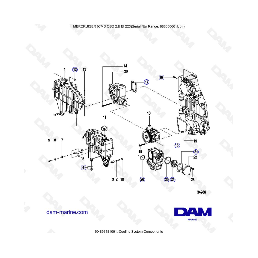 MERCRUISER CMD QSD 2.8 EI 220 - Cooling system components