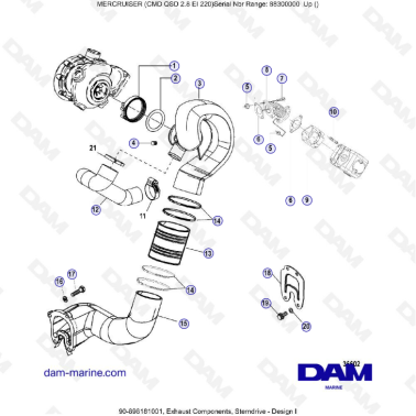 MERCRUISER CMD QSD 2.8 EI 220 - Exhaust components, sterndrive (1)