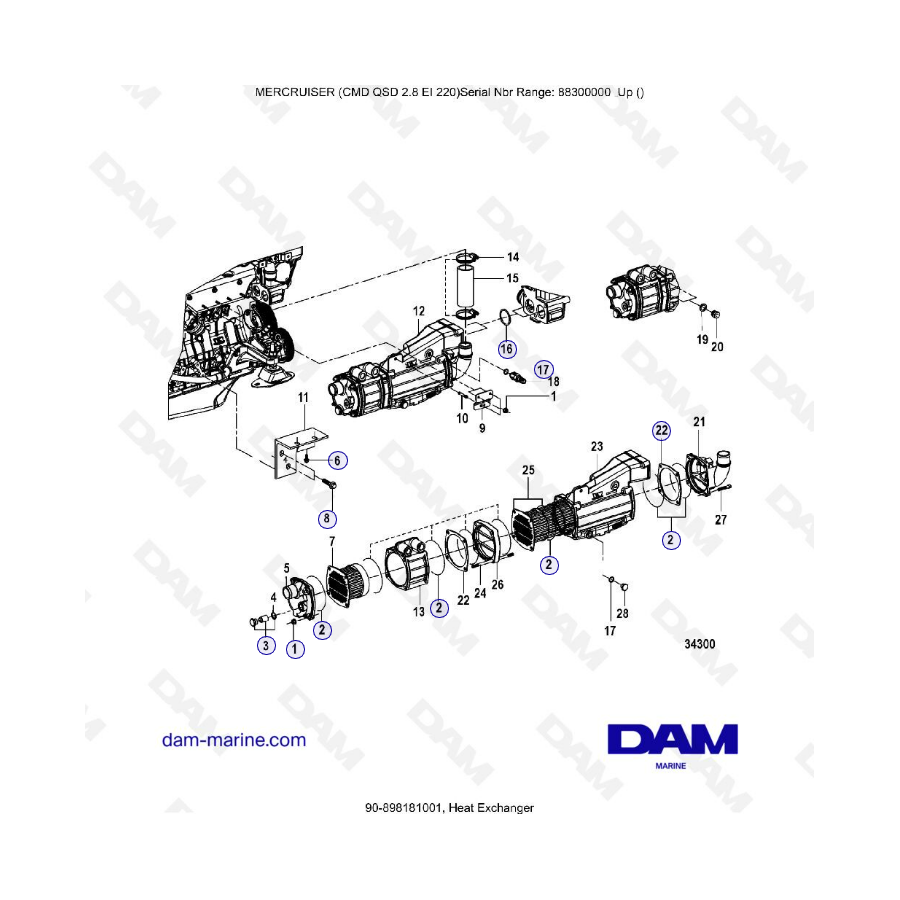 MERCRUISER CMD QSD 2.8 EI 220 - Intercambiador de calor