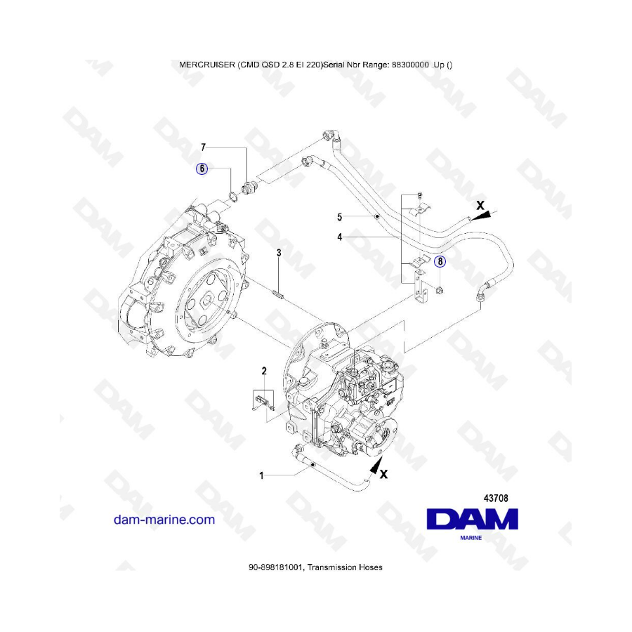 Mangueras de transmisión MERCRUISER CMD QSD 2.8 EI 220
