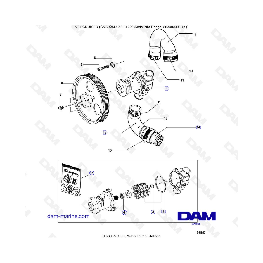 MERCRUISER CMD QSD 2.8 EI 220 - Bomba de agua, Jabsco 