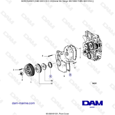 MERCRUISER CMD QSD 2.8 EI 230 - Front cover