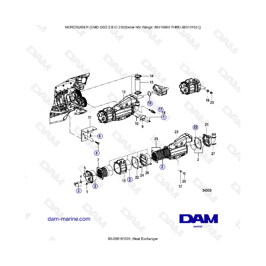 MERCRUISER CMD QSD 2.8 EI 230 - Heat exchanger
