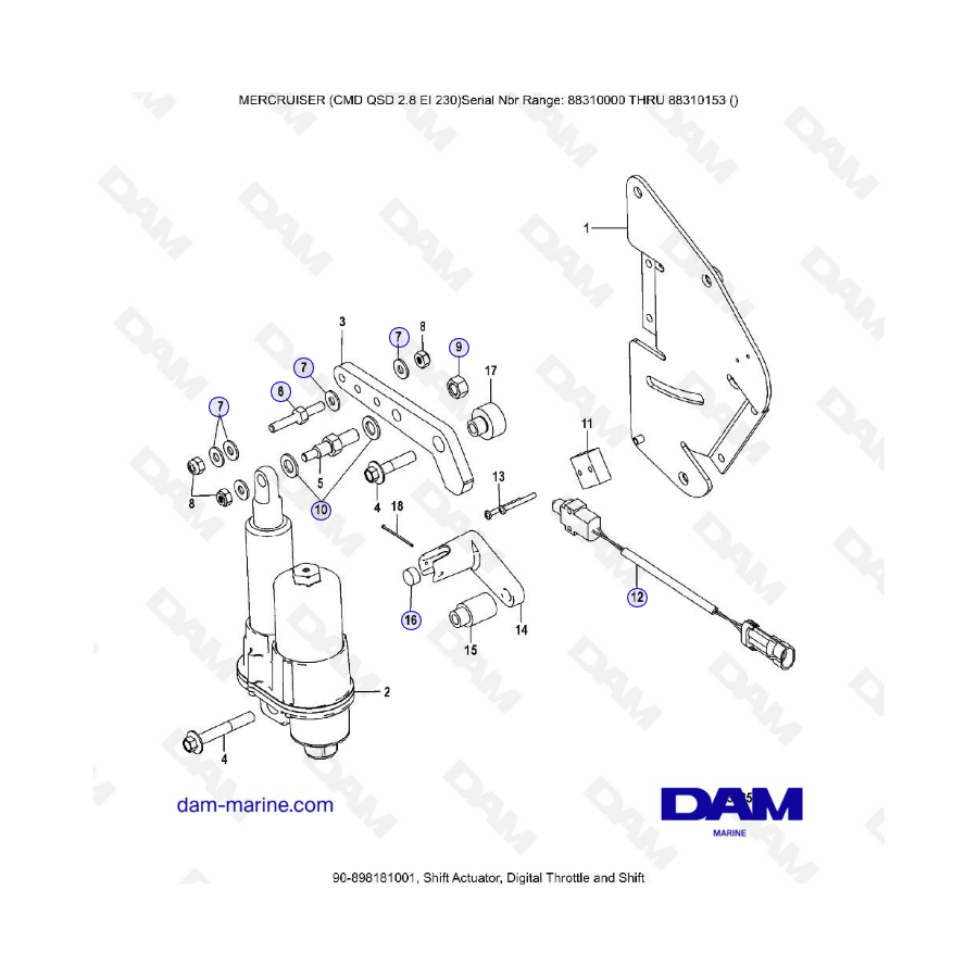 MERCRUISER CMD QSD 2.9 EI 230 - Shift actuator, digital throttle & shift