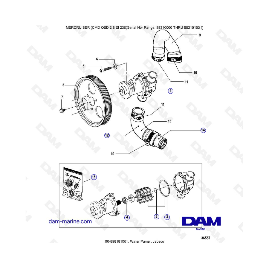 MERCRUISER CMD QSD 2.9 EI 230 - Water pump, jabsco