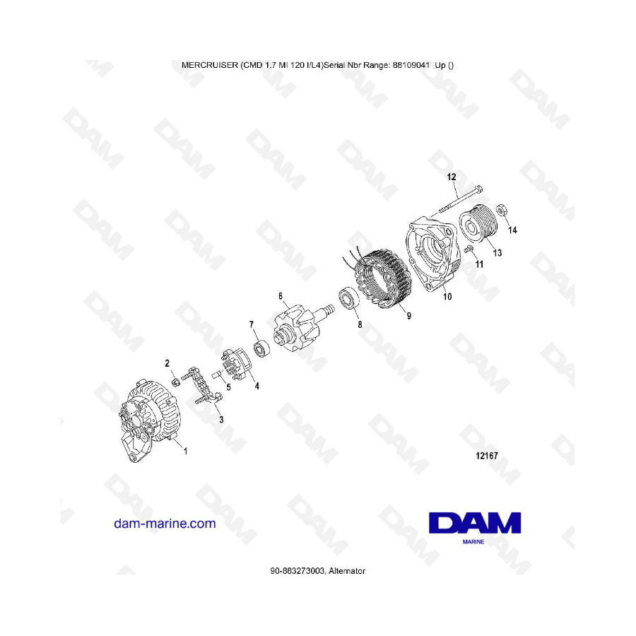 MERCRUISER CMD 1.7L MI 120 - Alternator MERCRUISER CMD 1.7L MI 120 - Alternator