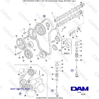 MERCRUISER CMD 1.7L MI 120 - Camshaft & valves