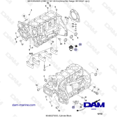 MERCRUISER CMD 1.7L MI 120 - Cylinder block