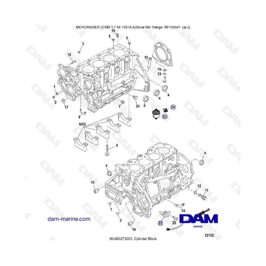MERCRUISER CMD 1.7L MI 120 - Cylinder Block