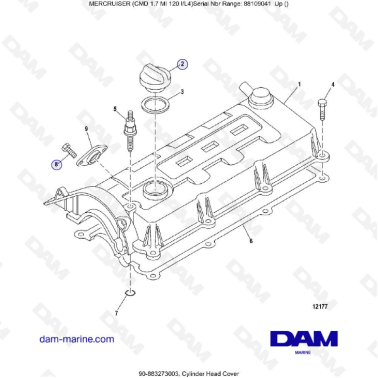 MERCRUISER CMD 1.7L MI 120 - Cylinder head cover
