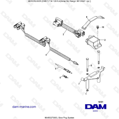 MERCRUISER CMD 1.7L MI 120 - Glow plug system
