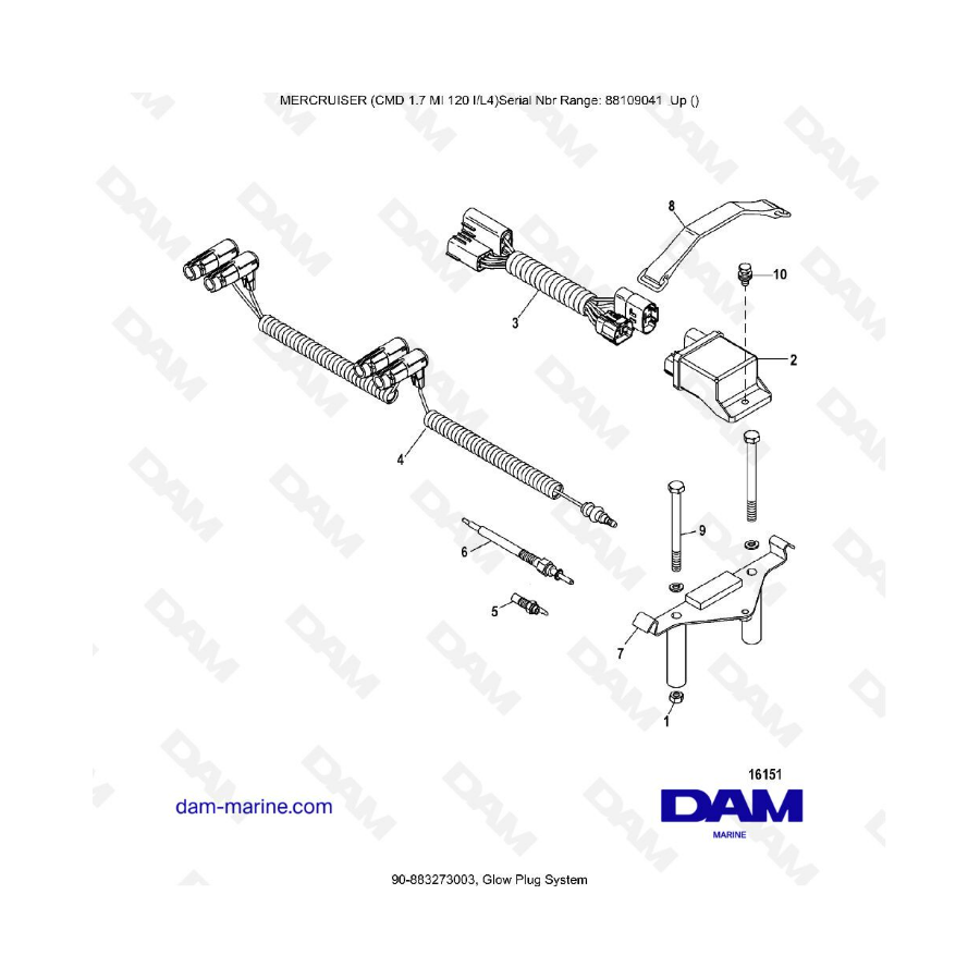 MERCRUISER CMD 1.7L MI 120 - Glow plug system MERCRUISER CMD 1.7L MI 120 - Glow plug system