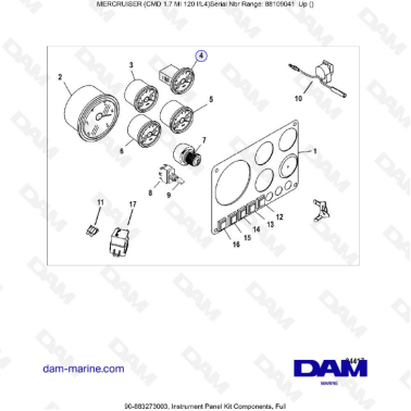 MERCRUISER CMD 1.7L MI 120 - Instrument panel kit components, full