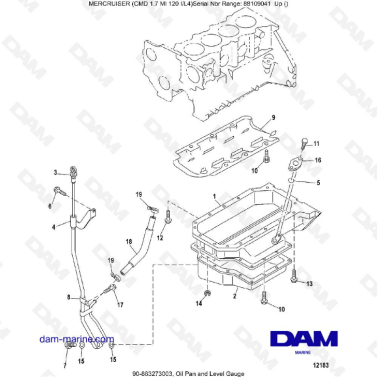 MERCRUISER CMD 1.7L MI 120 -  Oil pan & level gauge