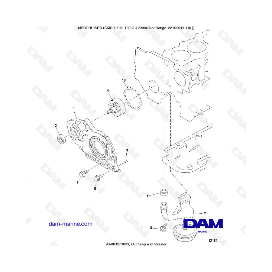 MERCRUISER CMD 1.7L MI 120 - Bomba de aceite y filtro