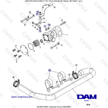 MERCRUISER CMD 1.7L MI 120 - Seawater pump (inboard)