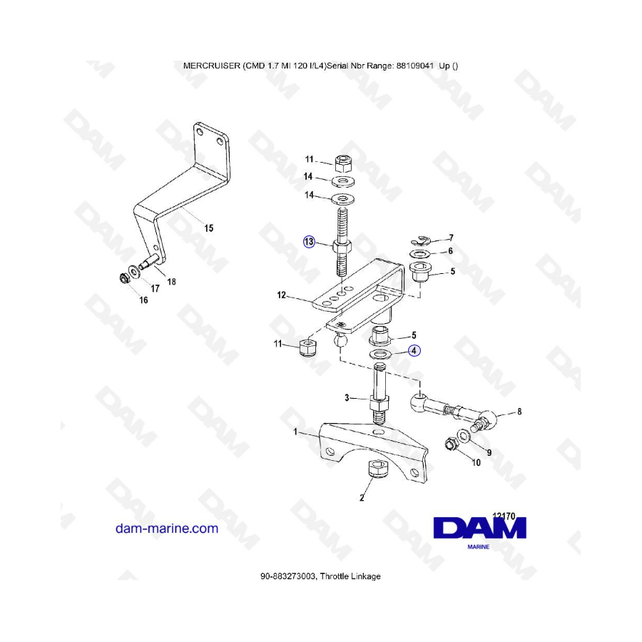 MERCRUISER CMD 1.7L MI 120 - Throttle linkage