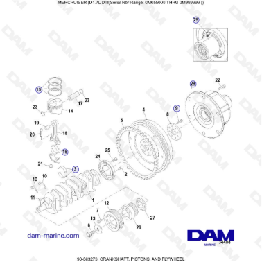 MERCRUISER D1.7L DTI - Crankshaft, pistons & flywheel