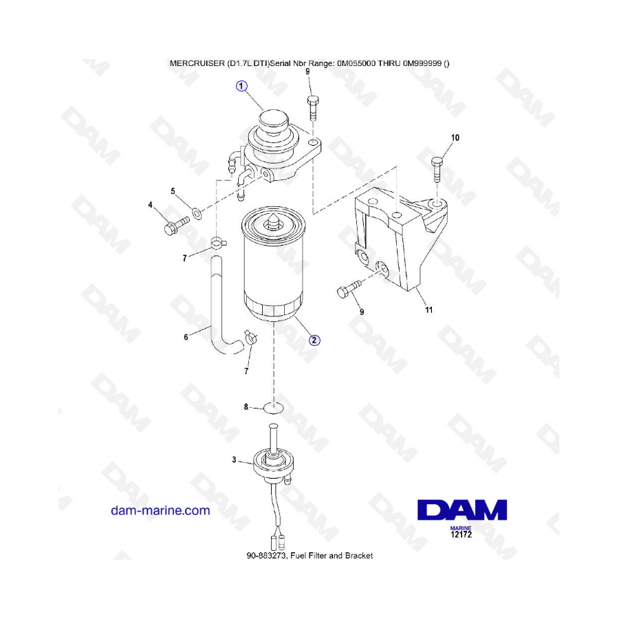 MERCRUISER D1.7L DTI - Fuel filter & bracket