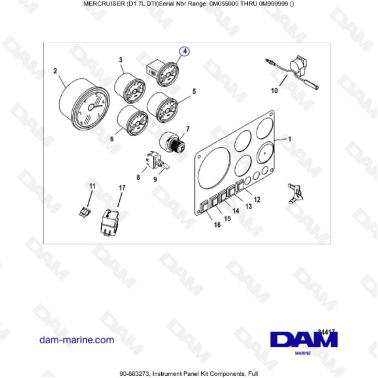 MERCRUISER D1.7L DTI - Instrument panel kit components